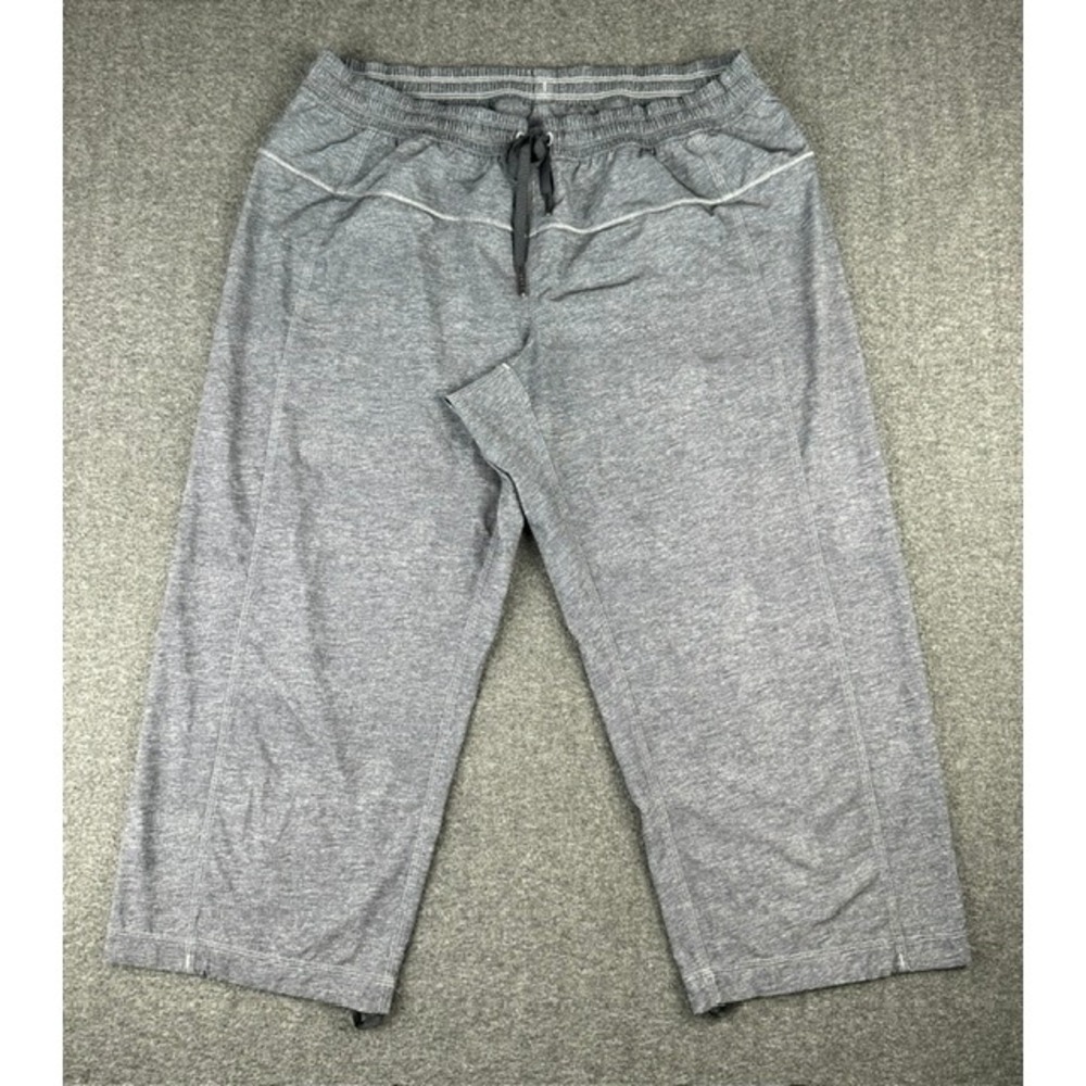 Lululemon Step Lively Crop Pants Heathered Gray Drawstring Yoga Trousers Size 10